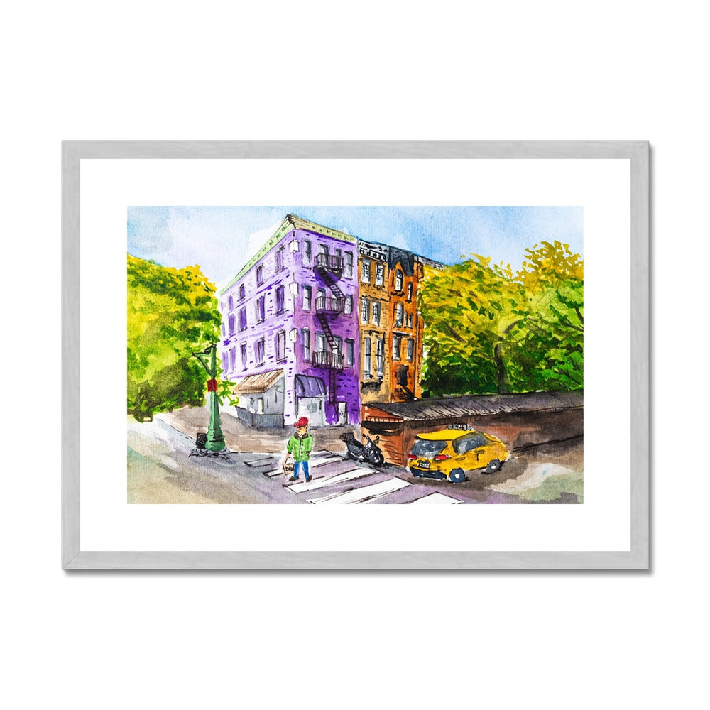 "The Purple Building on 73rd" Antique Framed & Mounted Print