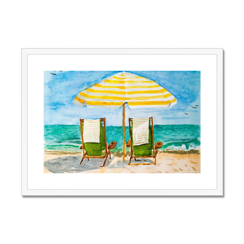 "Beach Chairs at the Weekapaug Inn" Framed & Mounted Print